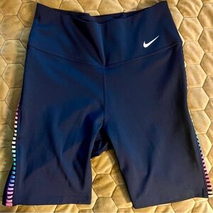 Nike Women's Black Biker Shorts with Rainbow Accents EUC